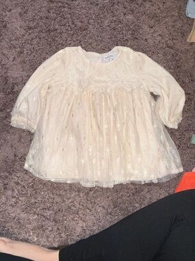 Nannette Baby Cream Lace & Tulle Long-Sleeve Dress